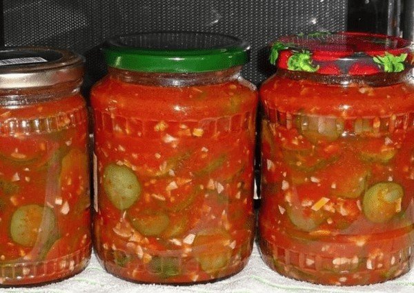 Огурцы в томате салат на зиму с томатной пастой